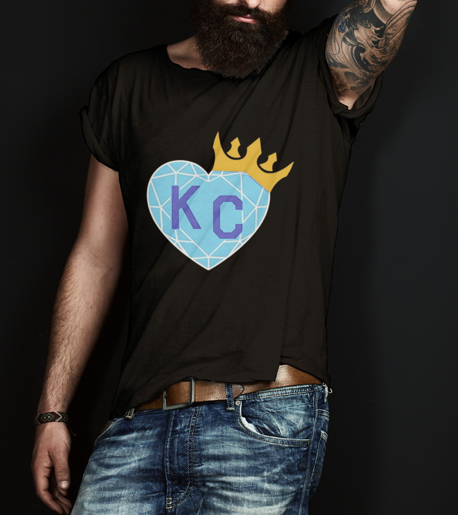 KC Diamond Heart With Golden Crown T-Shirt