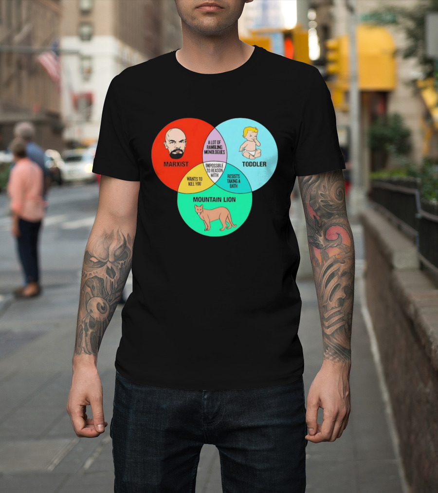 Venn Diagram Humor Marxist Toddler Mountain Lion Impossible To Reason T-Shirt