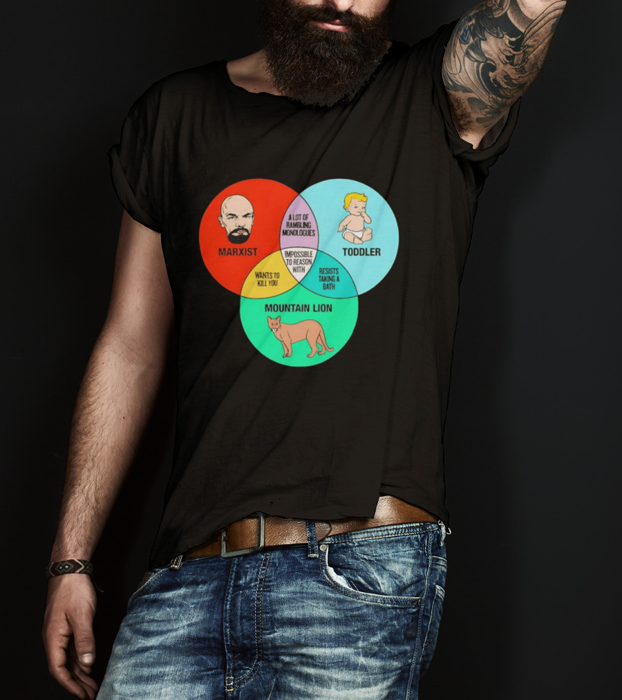 Venn Diagram Humor Marxist Toddler Mountain Lion Impossible To Reason T-Shirt