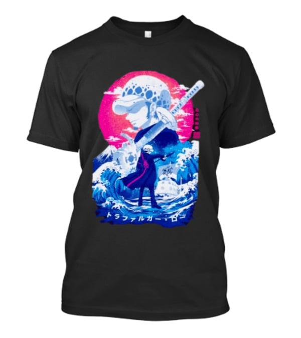 Trafalgar Law One Piece Surgeon Of Death Anime Japanese Text Scenic Waves T-Shirt