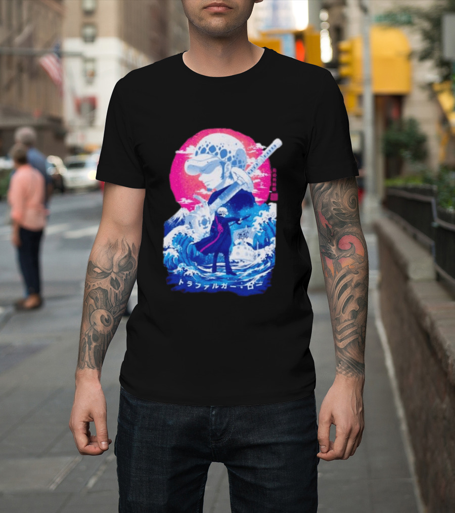 Trafalgar Law One Piece Surgeon Of Death Anime Japanese Text Scenic Waves T-Shirt