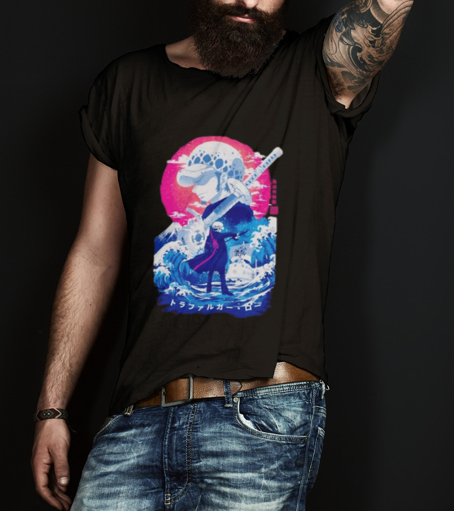 Trafalgar Law One Piece Surgeon Of Death Anime Japanese Text Scenic Waves T-Shirt