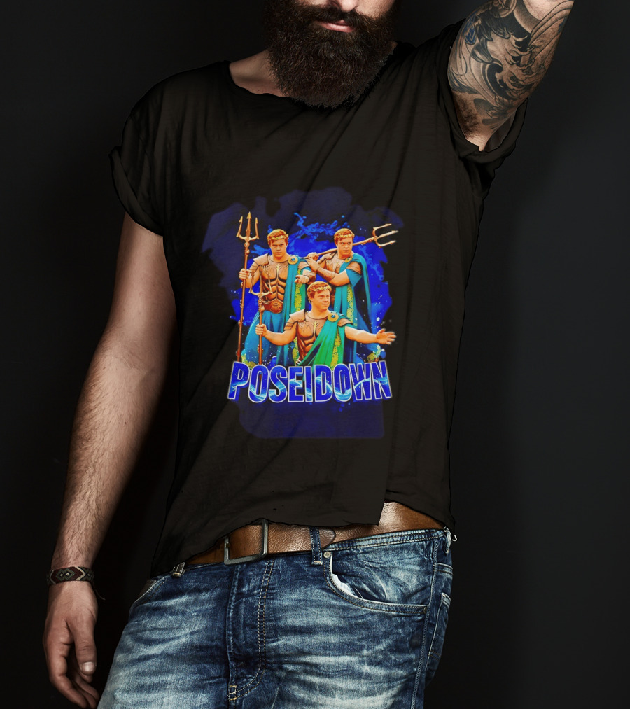 Poseidown Trident Meme Poseidon Blue Cape T-Shirt