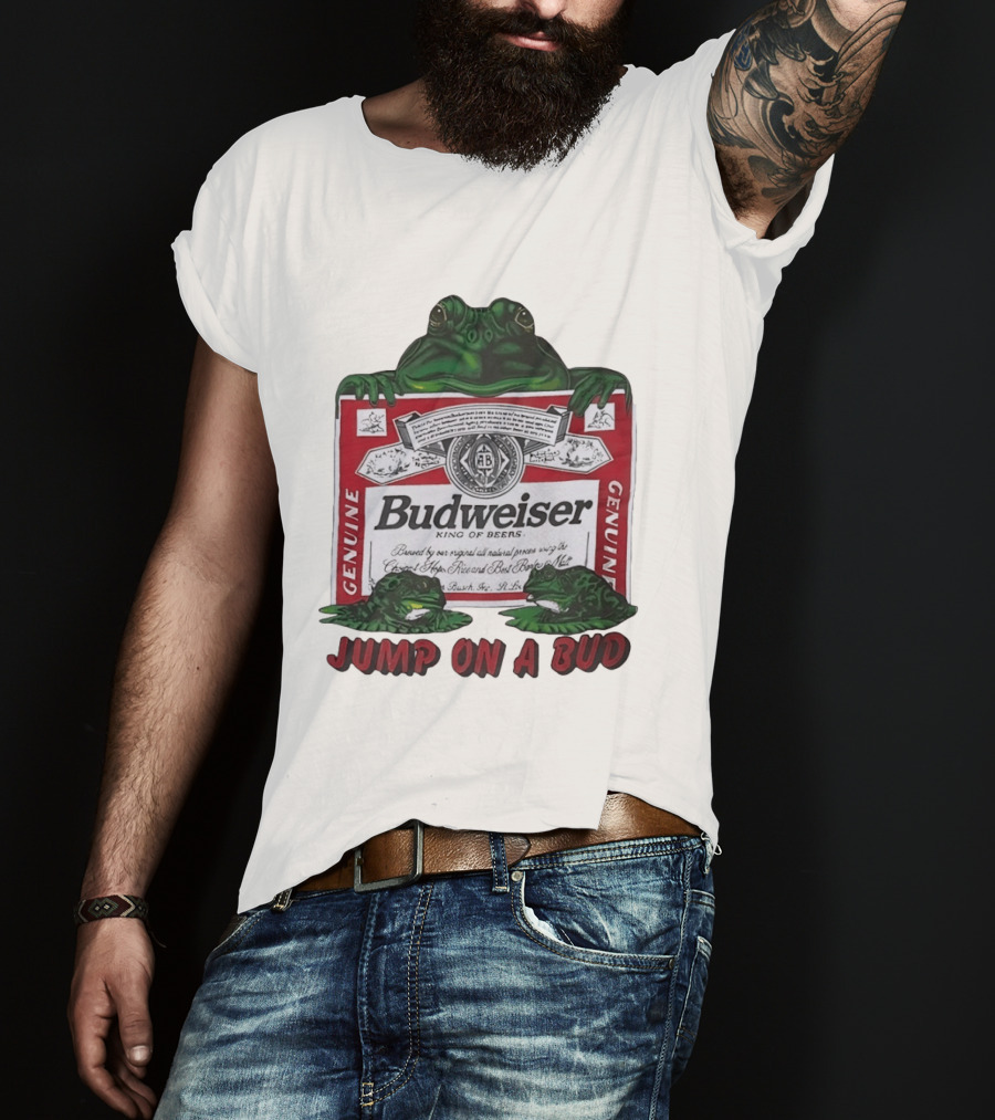 Budweiser Genuine King Of Beers Frogs Jump On A Bud T-Shirt