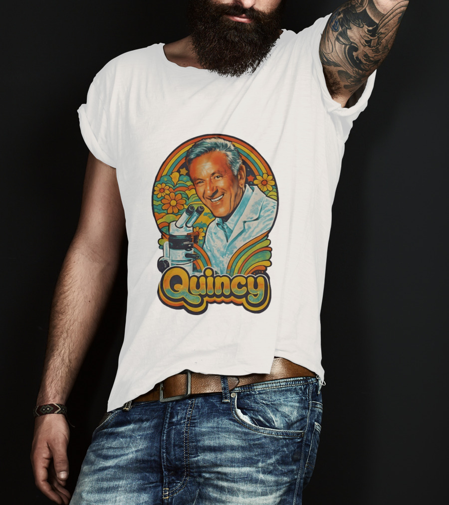 Quincy Scientist Jack Klugman Vintage Retro Flowers And Microscopes T-Shirt