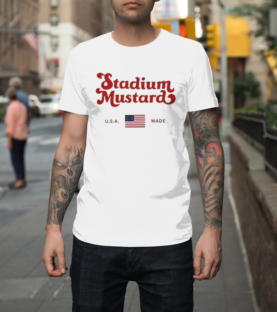 Stadium Mustard USA Made American Flag T-Shirt