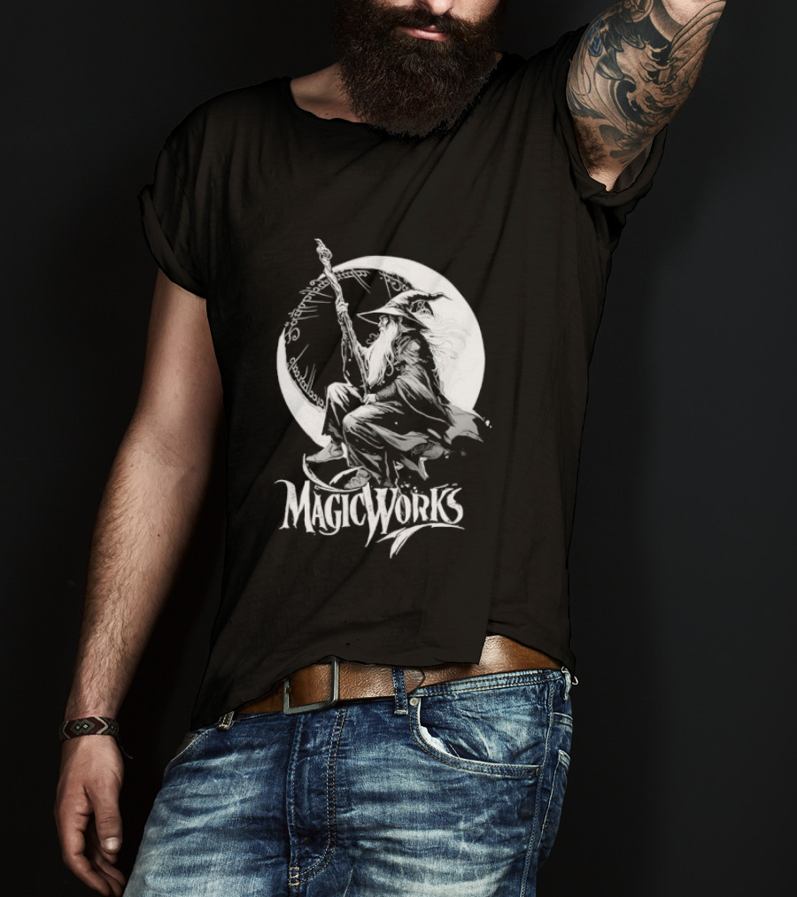 Gandalf Magic Works Lord Of The Rings Wizard Silhouette Moon T-Shirt