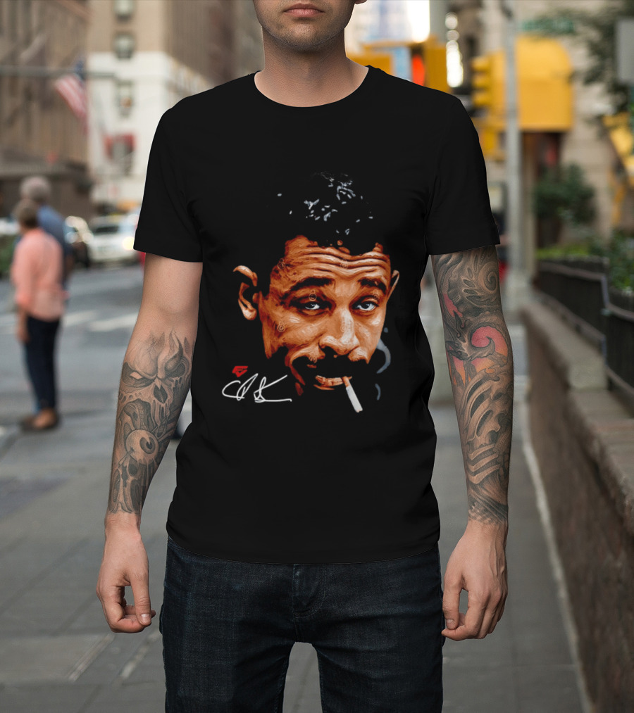 Charles Bukowski Cigarette Artwork CK Signature T-Shirt