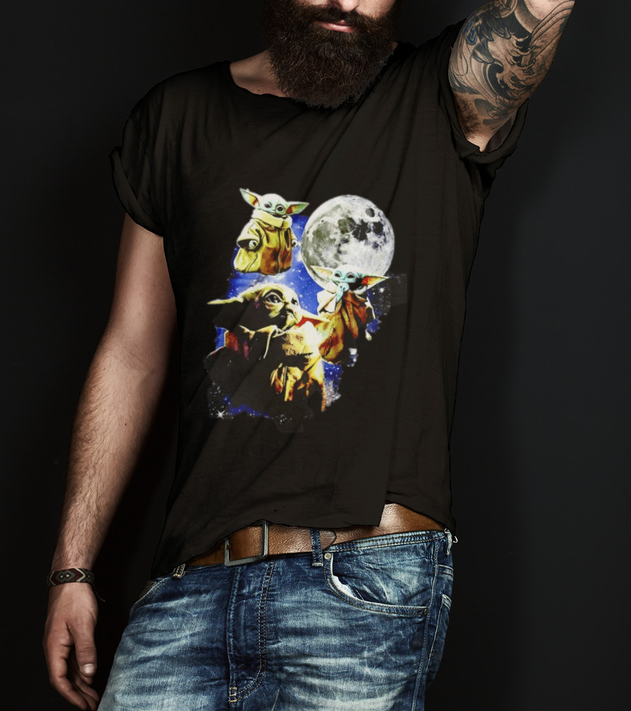 Grogu Star Wars The Mandalorian Baby Yoda Three Wolves Moon T-Shirt