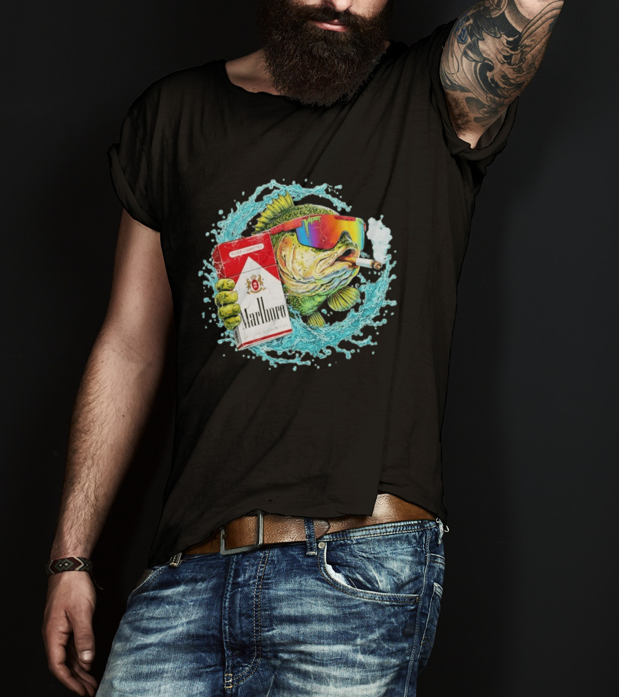 Hell Yeah Marlboro Cigarette Fish Smoking Viper Sunglasses T-Shirt