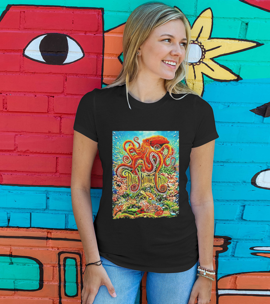 Dave Matthews Band Camden New Freedom Mortgage Pavilion July 11 2026 Colorful Octopus Underwater Scene T-Shirt