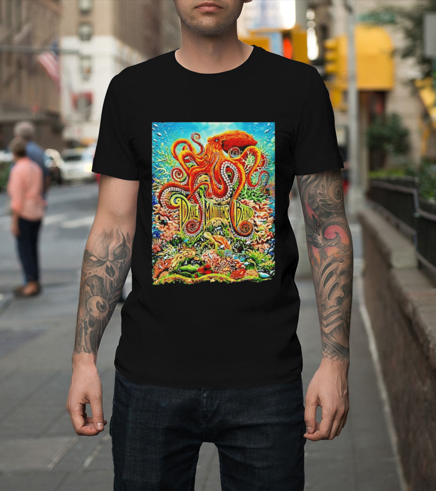 Dave Matthews Band Camden New Freedom Mortgage Pavilion July 11 2026 Colorful Octopus Underwater Scene T-Shirt