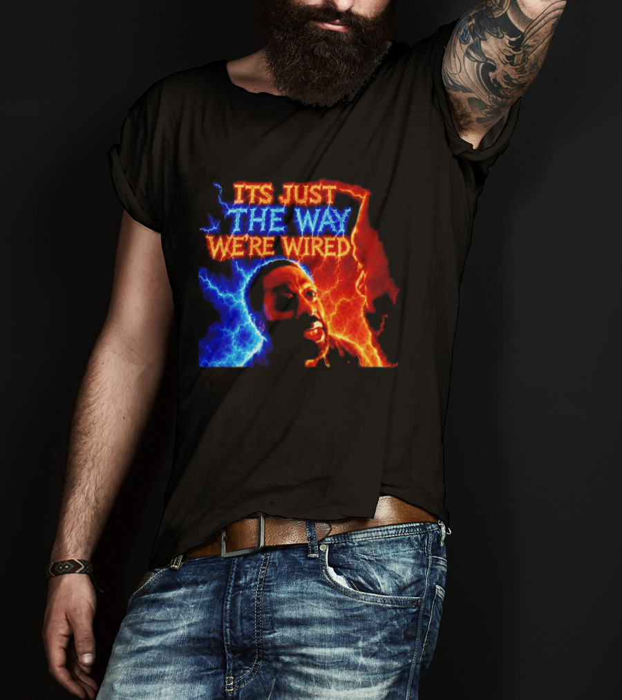 Its Just The Way We're Wired Red And Blue Lightning Face Illusion T-Shirt