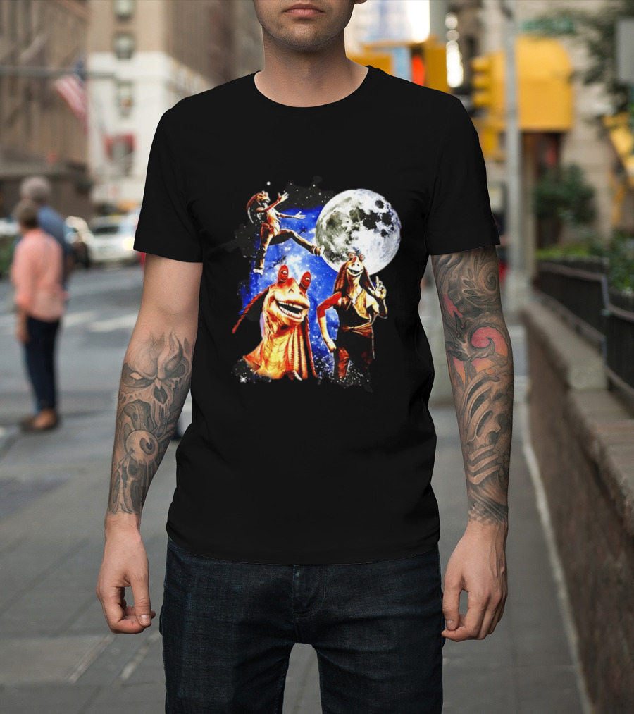 Jar Jar Binks Star Wars Gungan Moon And Space Adventure T-Shirt