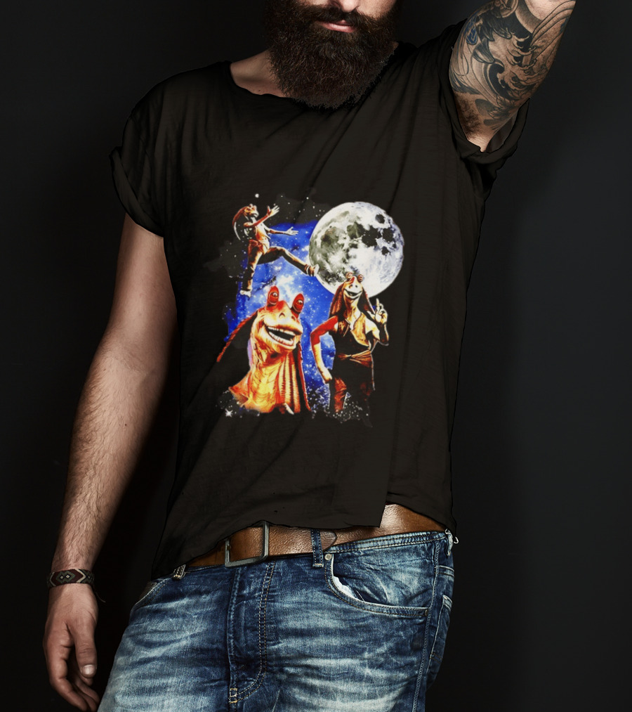 Jar Jar Binks Star Wars Gungan Moon And Space Adventure T-Shirt