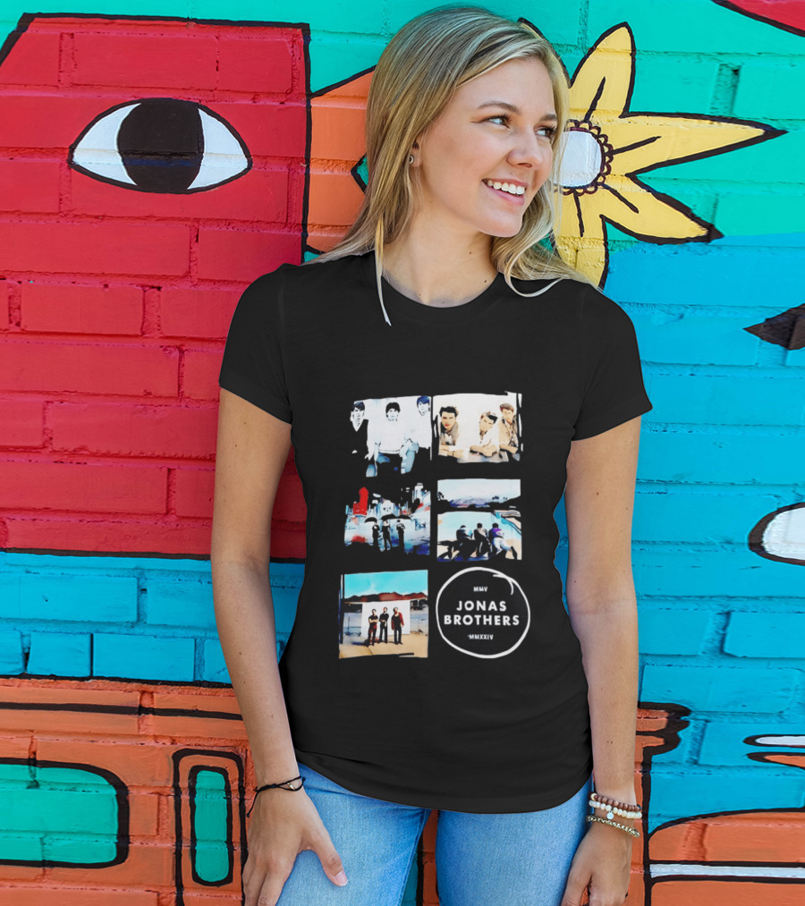 Jonas Brothers Collage MMV MMXXIV Music Band Photos Collection T-Shirt