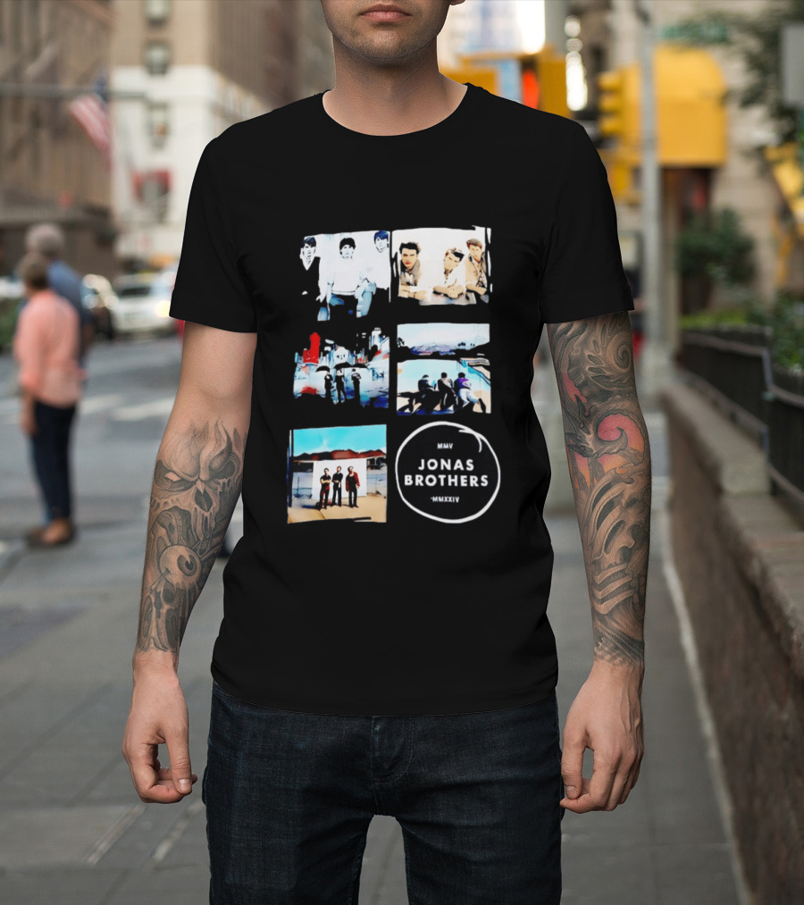 Jonas Brothers Collage MMV MMXXIV Music Band Photos Collection T-Shirt