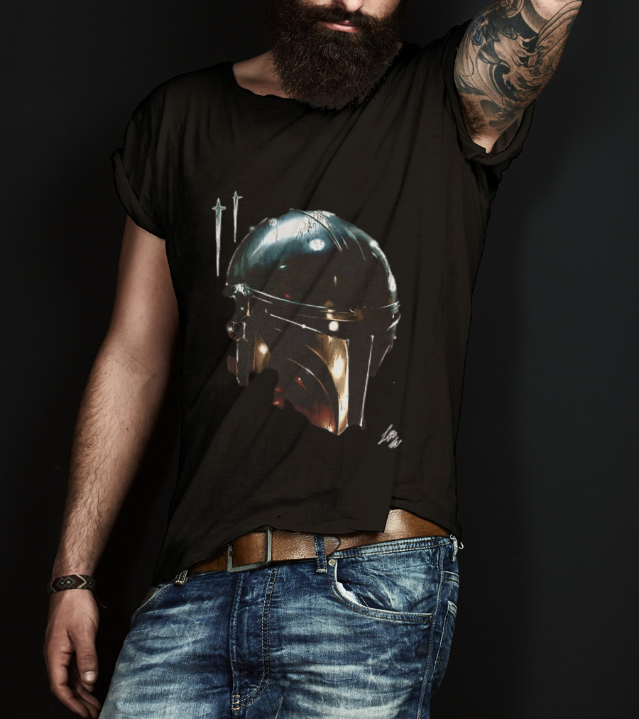 The Mandalorian Star Wars Helmet Iconic Two Sided Print T-Shirt