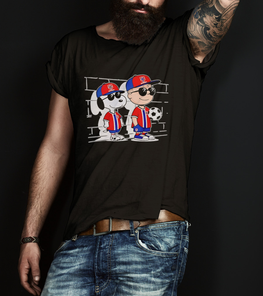 Snoopy Charlie Brown Norway Outfit Sunglasses Soccer T-Shirt