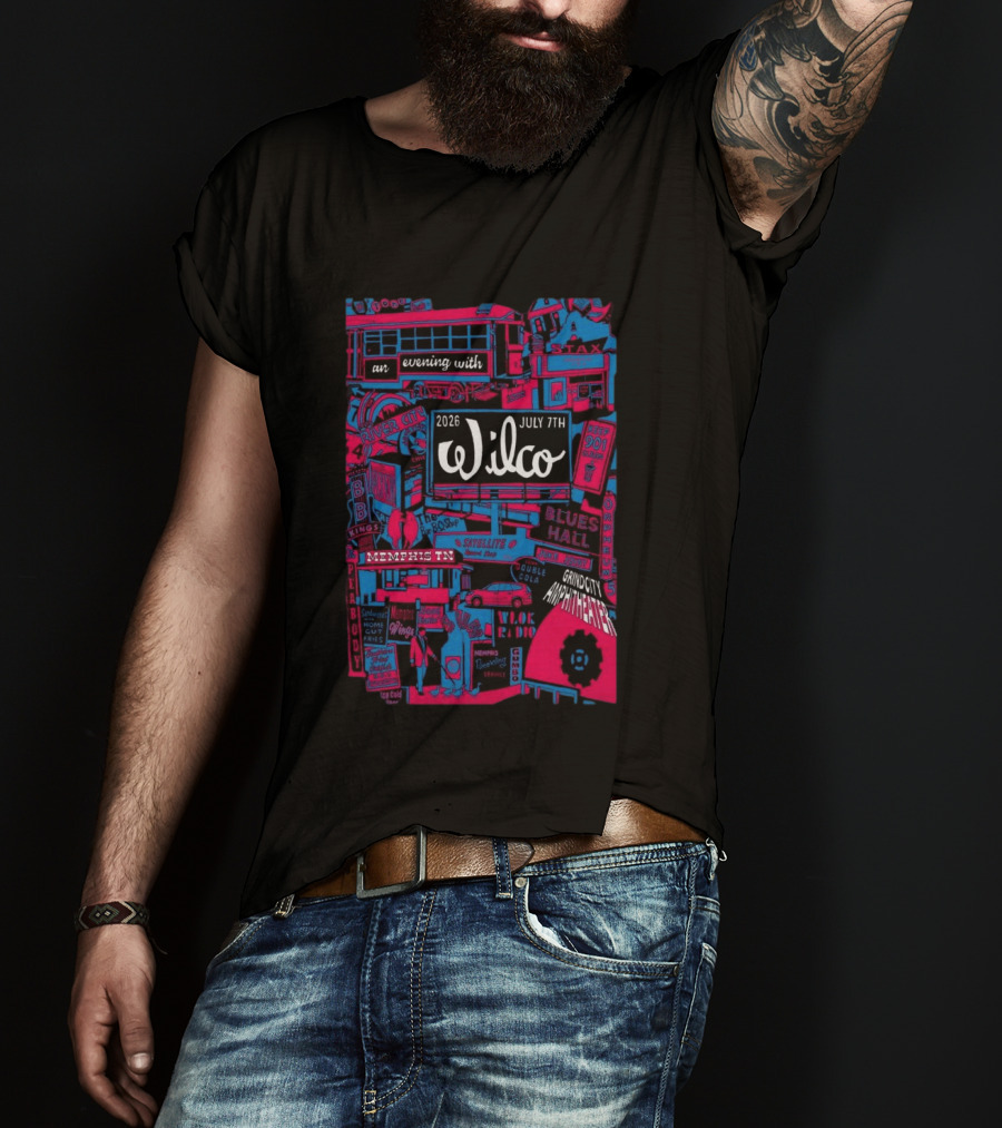 Wilco July 7 2026 Grind City Amphitheater Memphis TN An Evening With Stax Blues River City T-Shirt