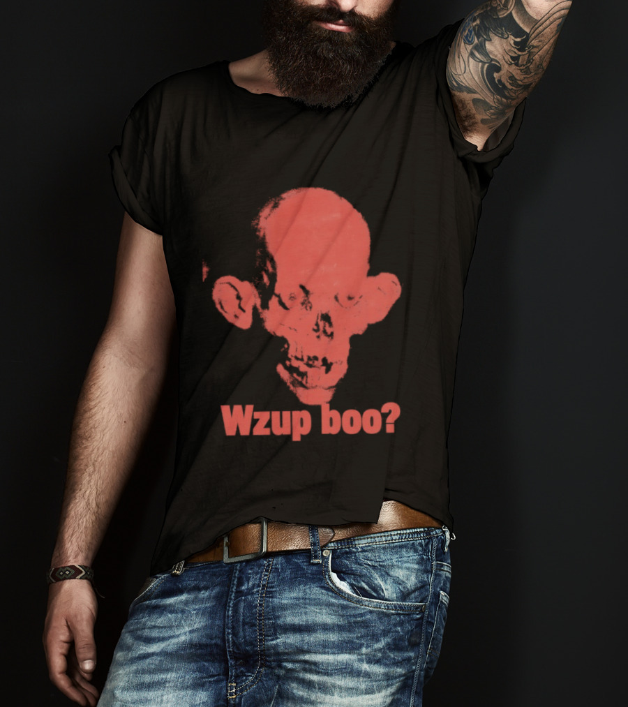 Wzup Boo Creepy Skull Horror Spooky T-Shirt