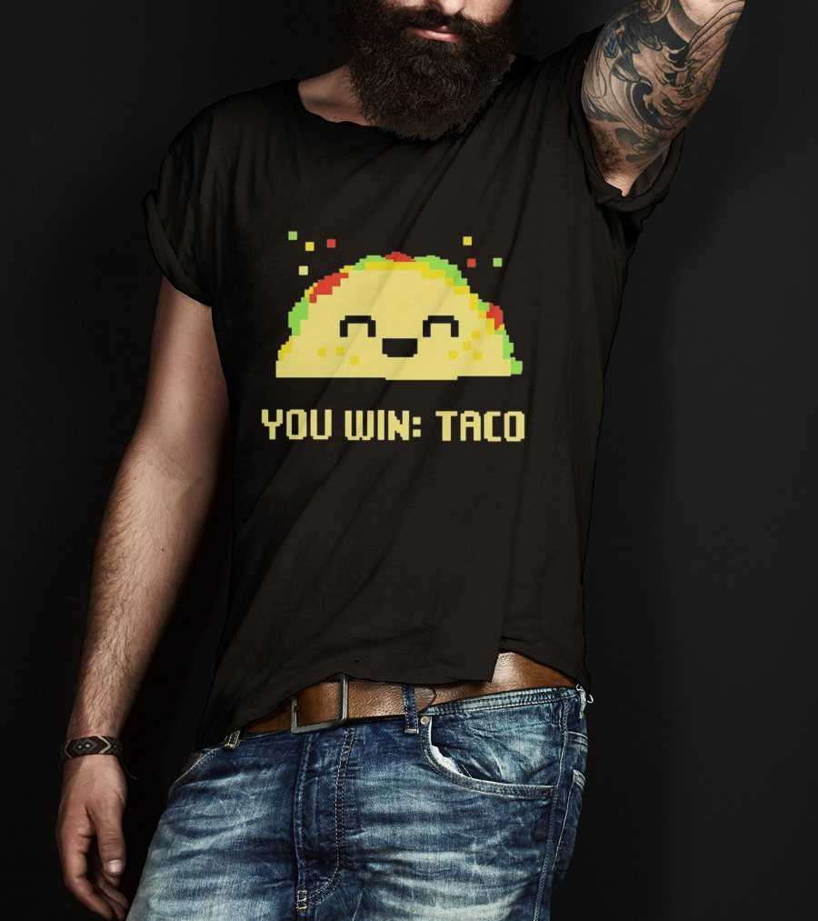 You Win Taco Pixel Art Cute Taco Face T-Shirt