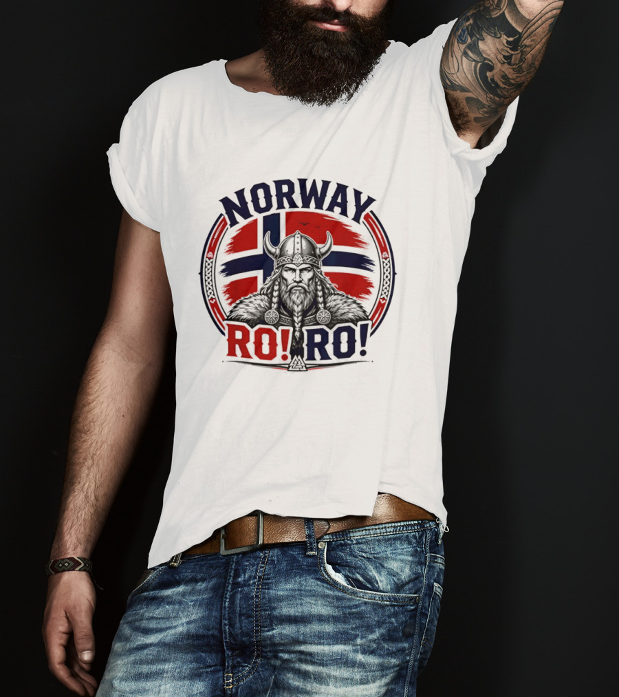 Norway Viking Warrior Braided Beard RO RO Flag T-Shirt
