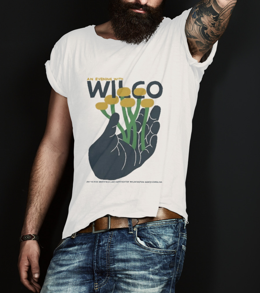 An Evening With Wilco Greenfield Lake Amphitheater 7 13 26 Wilmington NC Hand Flowers T-Shirt