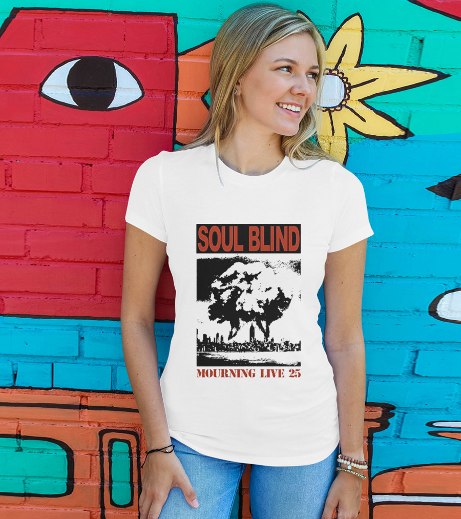 Soul Blind Mourning Live 25 Mushroom Cloud Explosion Over City Skyline T-Shirt