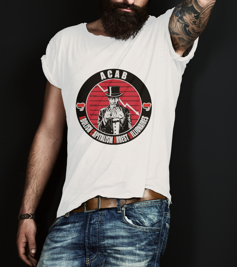 ACAB Abolish Capitalism Arrest Billionaires Monopoly Man Falling Stock Market T-Shirt