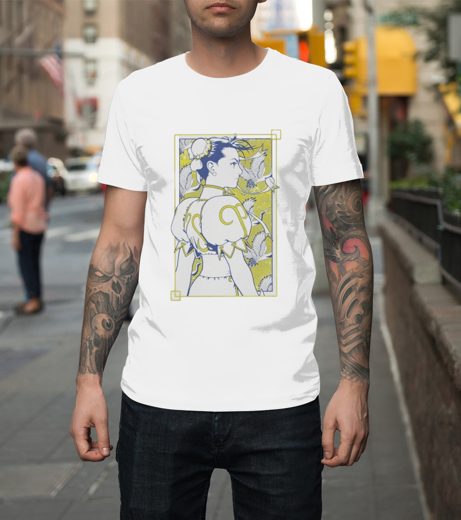 Shinkiro Metallic Chun Li Cranes And Peonies T-Shirt
