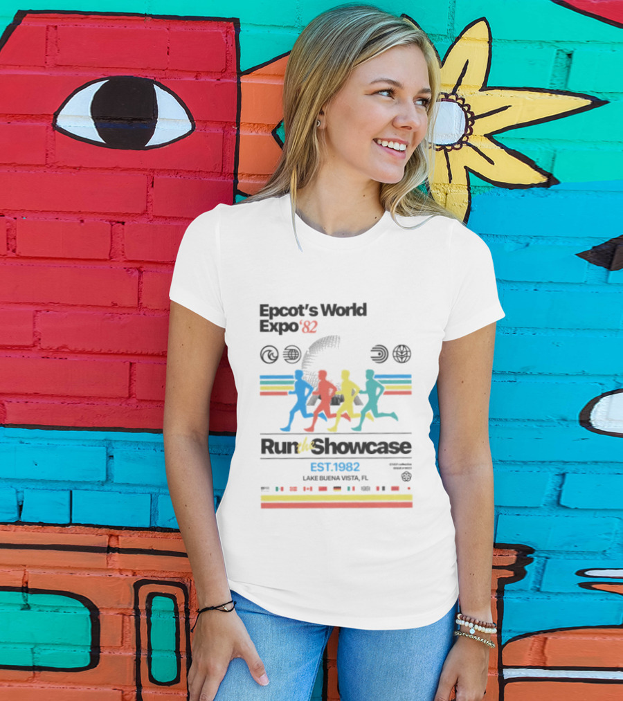 Epcot's World Expo '82 Run The Showcase Lake Buena Vista EST. 1982 T-Shirt