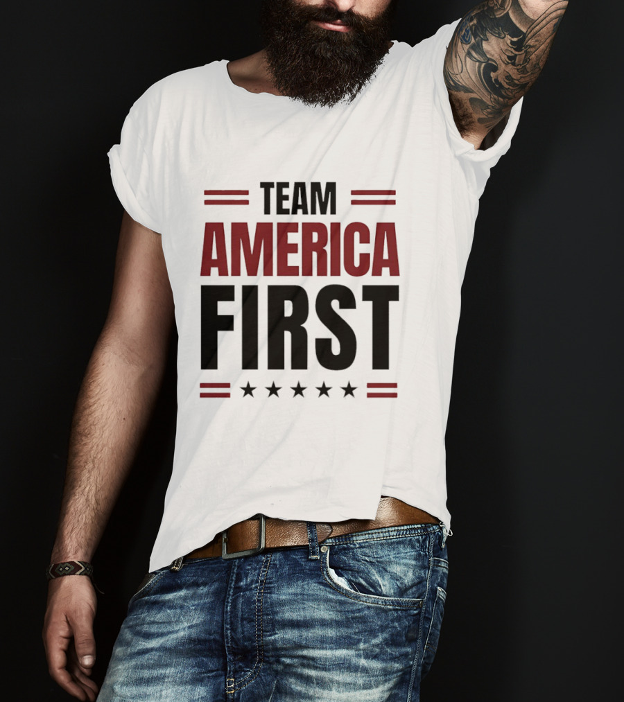 Team America First Patriotic USA Stars Stripes T-Shirt