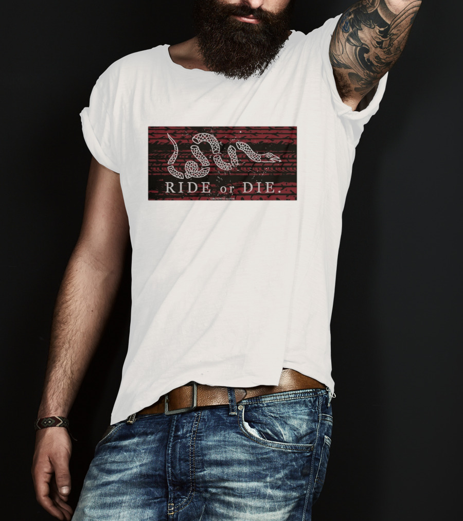 Ride Or Die Coiled Snake Tire Tread Grunt T-Shirt