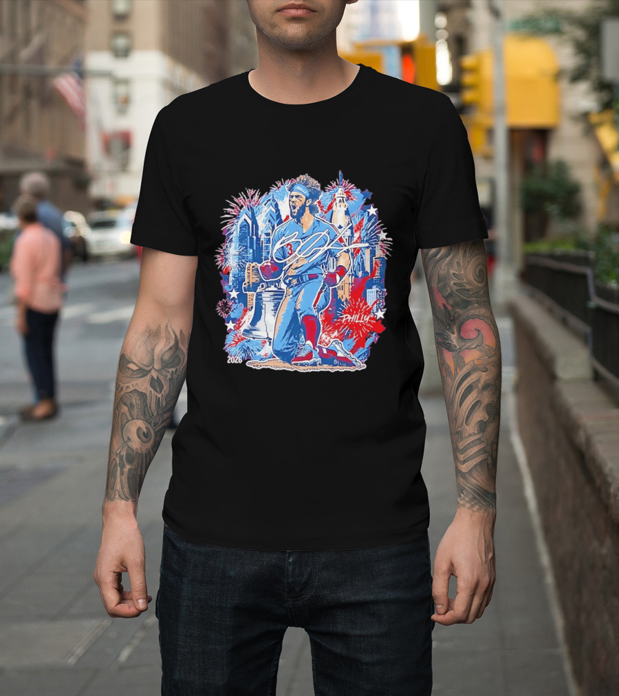 Bryce Harper Philly 2026 Liberty Bell Fireworks Celebration T-Shirt