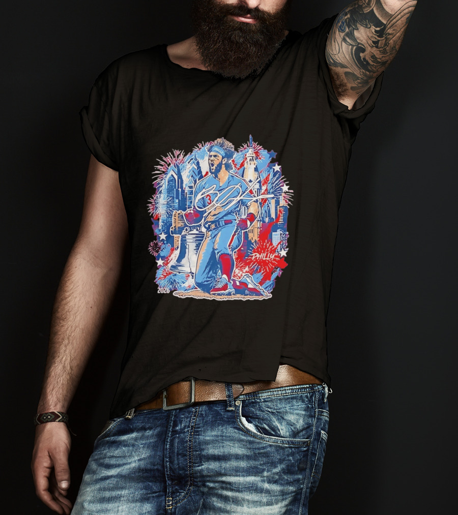 Bryce Harper Philly 2026 Liberty Bell Fireworks Celebration T-Shirt