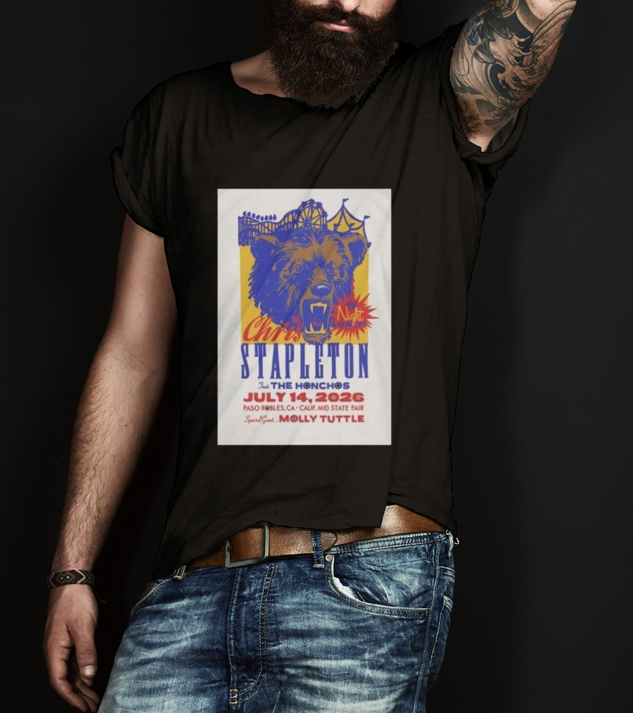 Chris Stapleton Live Concert Paso Robles CA July 14 2026 Featuring The Honchos Special Guest Molly Tuttle T-Shirt