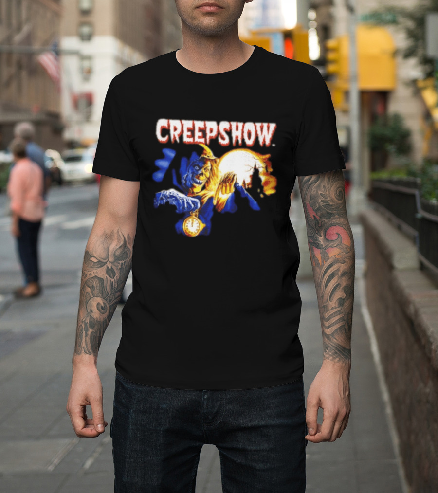 Creepshow Skeleton Holding Pocket With Horror Movie T-Shirt