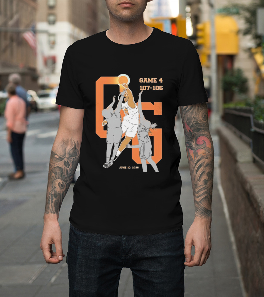 Game 4 107 106 June 10 2026 Basketball Player Dunk Action T-Shirt