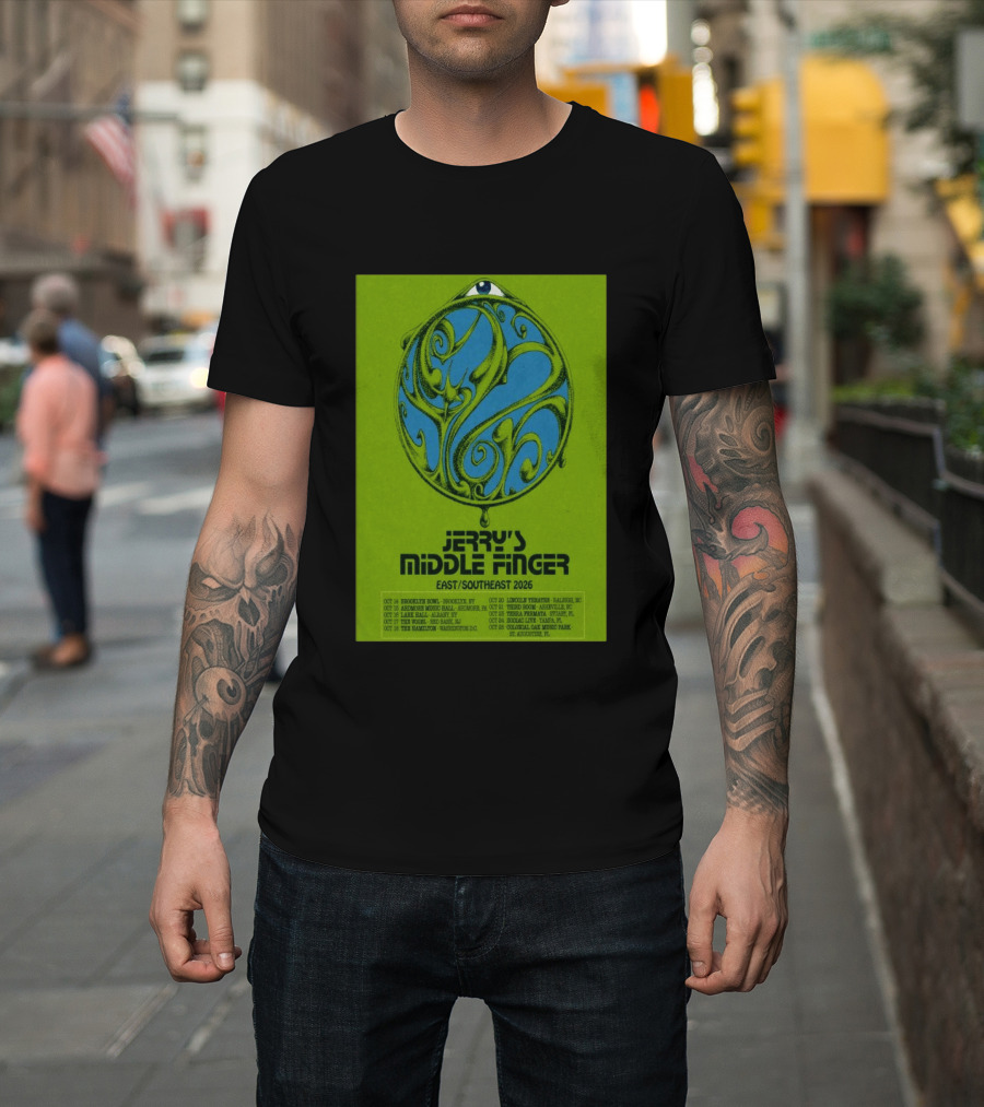 Jerry's Middle Finger East Southeast 2026 Tour Dates With Artistic Eye T-Shirt
