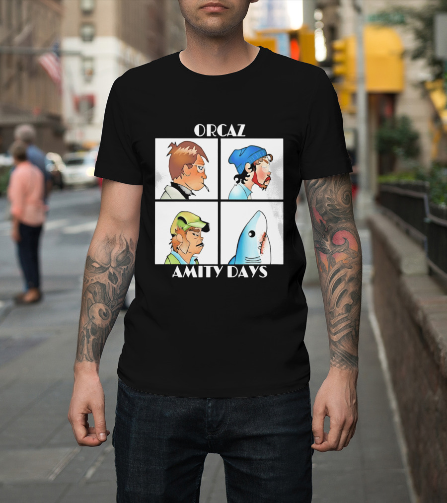 Orcaz Amity Days Four Grid Shark Bite Album Cover T-Shirt