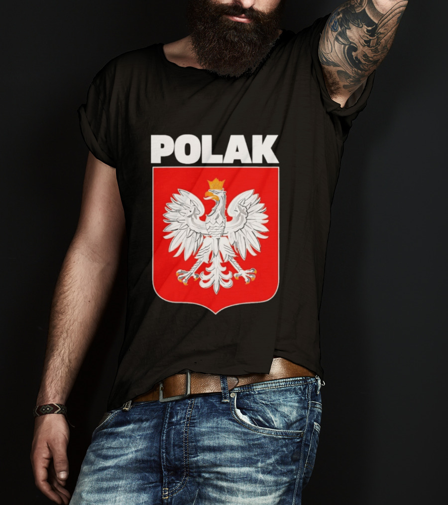 Polak Polish Eagle Emblem White Text Red T-Shirt