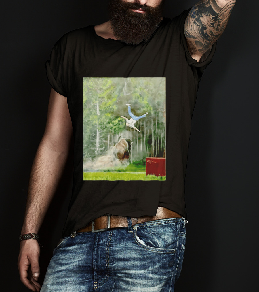 Sportman Epic Bison Attack Wildlife Painting T-Shirt