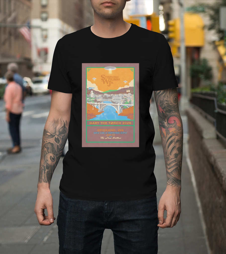 Stephen Wilson Jr Gary The Torch 2026 Bridge UFO Spokane WA Concert July 17 The Lone Bellow T-Shirt