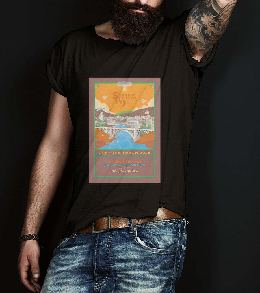 Stephen Wilson Jr Gary The Torch 2026 Bridge UFO Spokane WA Concert July 17 The Lone Bellow T-Shirt