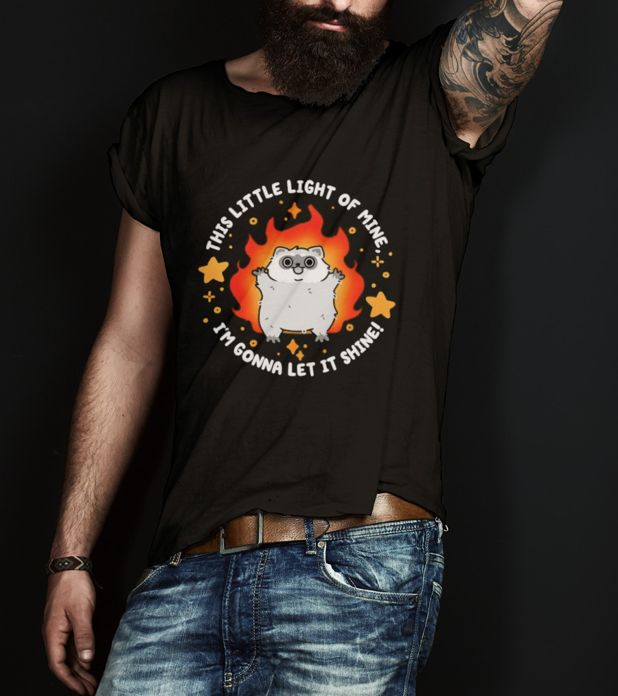 This Little Light Of Mine Raccoon I'm Gonna Let It Shine Stars Flame T-Shirt