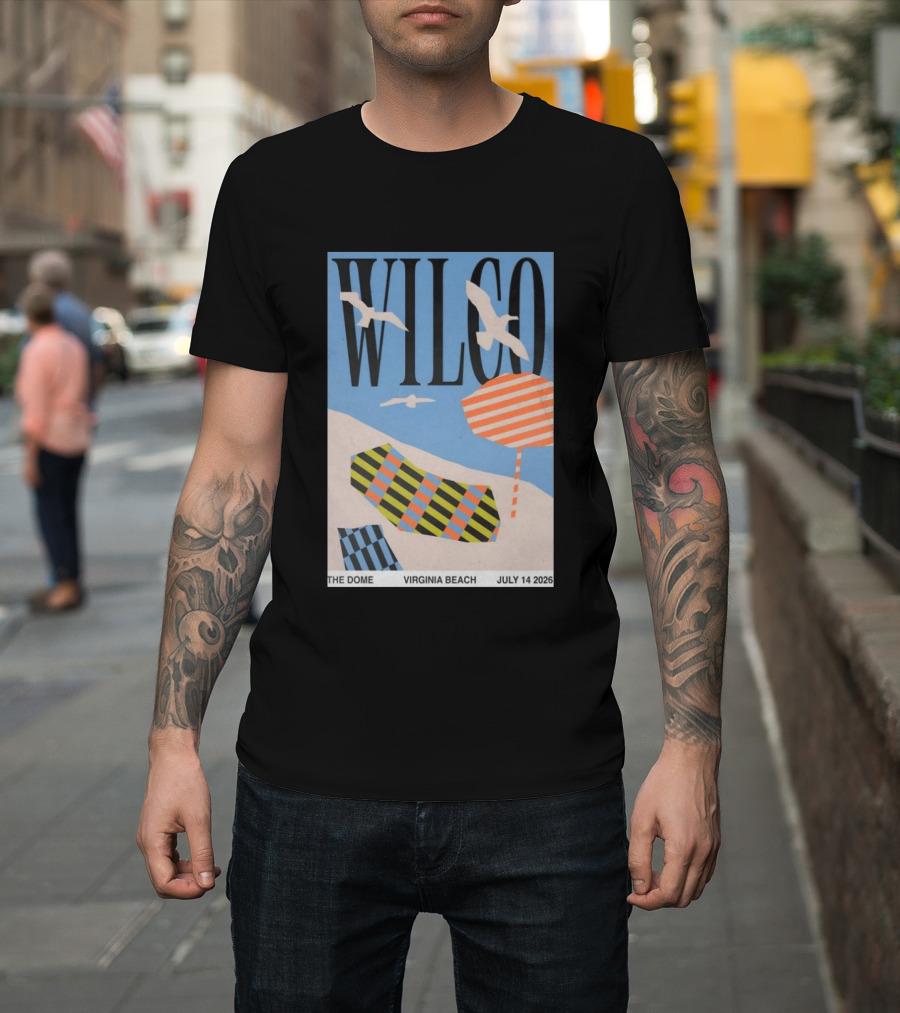 Wilco Concert The Dome Virginia Beach July 14 2026 Seagulls Beach Umbrellas T-Shirt