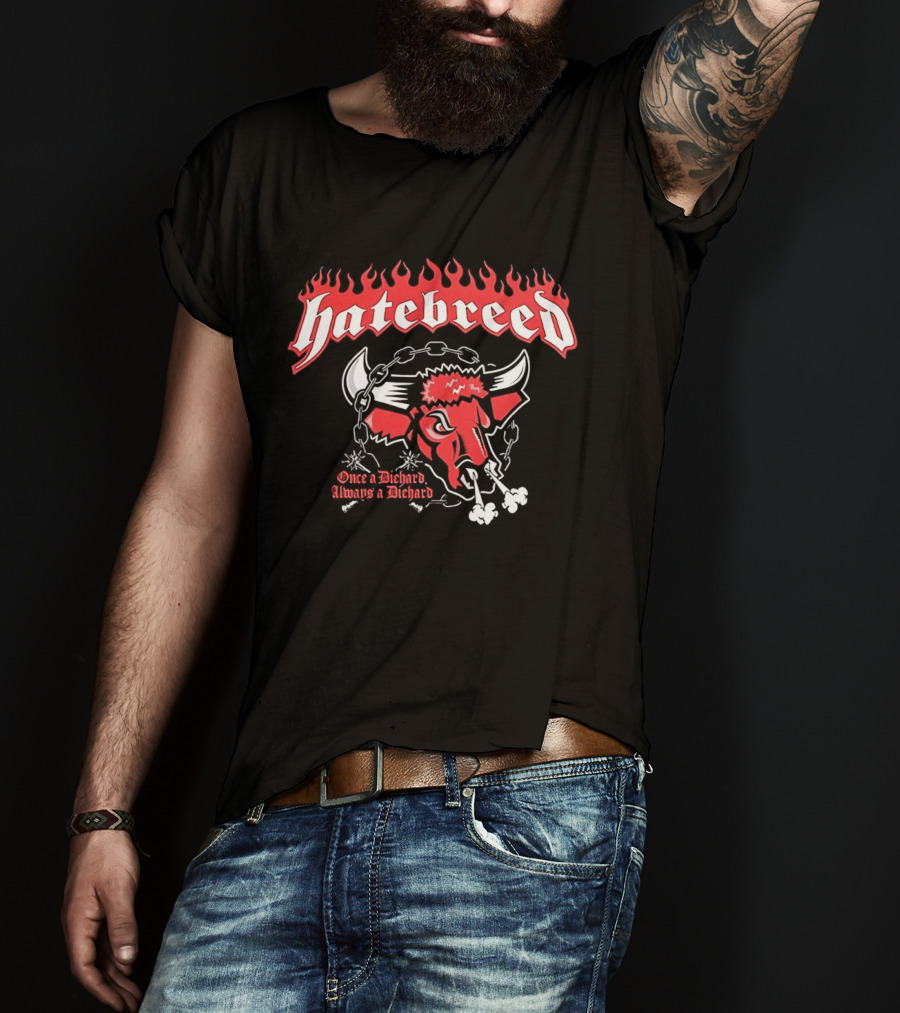 Hatebreed Once A Diehard Always A Diehard Bull Flames Chain T-Shirt