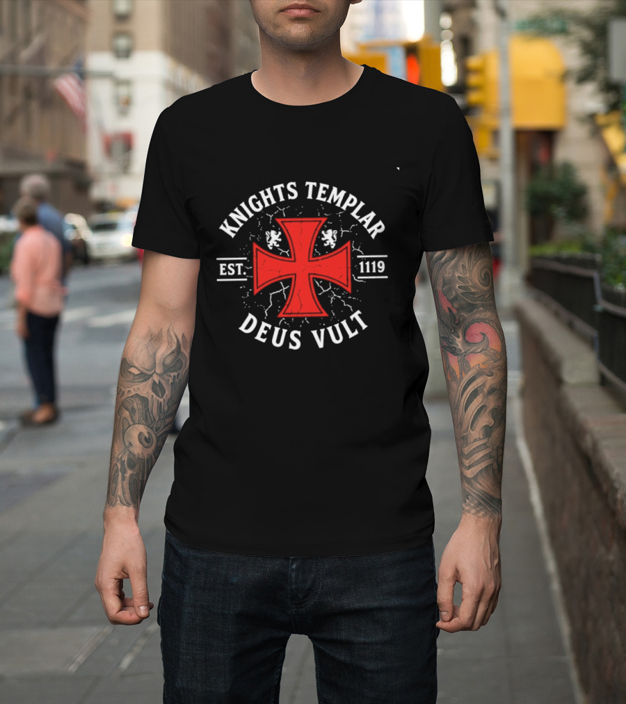 Knights Templar Est 1119 Deus Vult Red Cross T-Shirt