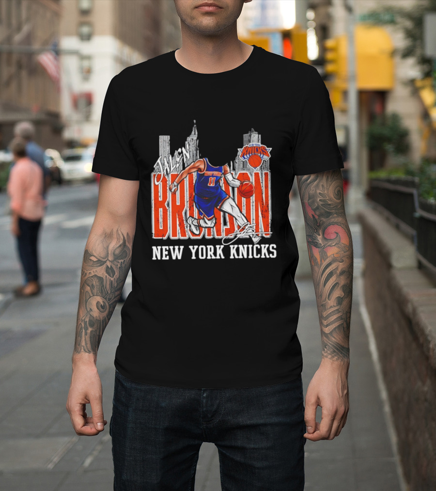 Jalen Brunson New York Knicks Basketball City Skyline T-Shirt